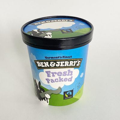 Envases personalizados de helados de papel con tapas, 28 oz 750 ml de tazas de papel de yogur congelado