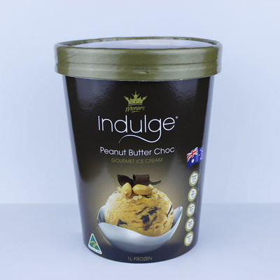 Copas de helado recicladas de 34 onzas, contenedores de helados impresos de 1000 ml con tapa