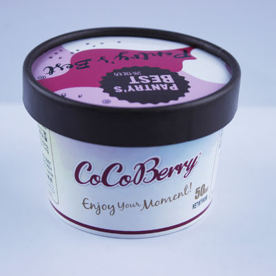Contenedor de papel de helado personalizado, yogur 3 onzas copas de helado con tapa
