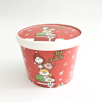 Cubo de papel de helado reciclado con tapa de 64 oz de pared única Impreso a medida