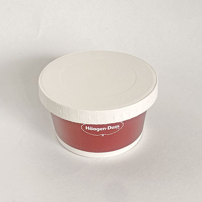 Taza de papel de helado de pared única con tapa 4 oz 130 ml envases rojos para llevar