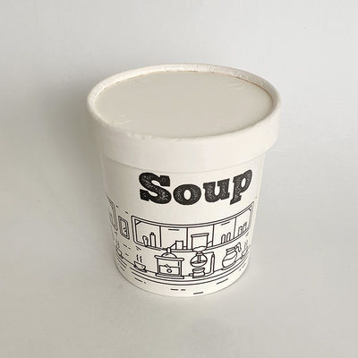 360 ml de 12 oz de taza de papel de sopa con tapa de pared única cuencos biodegradables