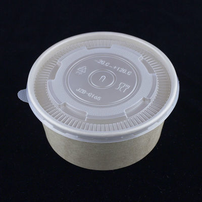 Cuencos de ensalada de papel de pared con tapas redondas Contenedor de fideos Kraft 1300ml