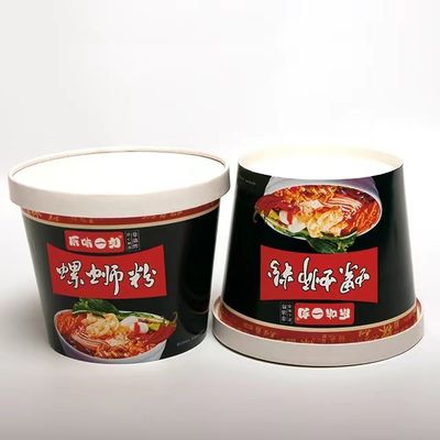 Taza de papel de fideos impresa a medida de 32 oz envasado desechable con tapa