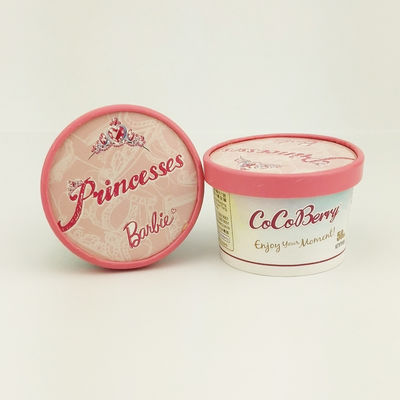 Tazas de papel desechables de helado con tapa a prueba de fugas 3 oz 85 ml