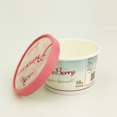 Tazas de papel desechables de helado con tapa a prueba de fugas 3 oz 85 ml