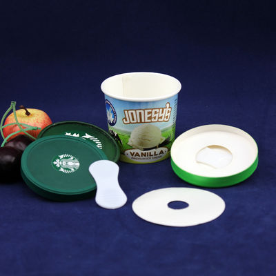 Tazas de papel de helado recubiertas en PE con tapa a prueba de fugas de 125 ml personalizados