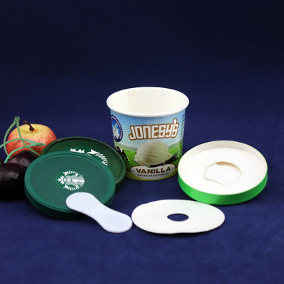 Tazas de papel de helado recubiertas en PE con tapa a prueba de fugas de 125 ml personalizados