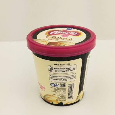 6 oz 175 ml de papel tazas de yogur congelado, tapa plana tazas de papel de helado personalizadas con cuchara