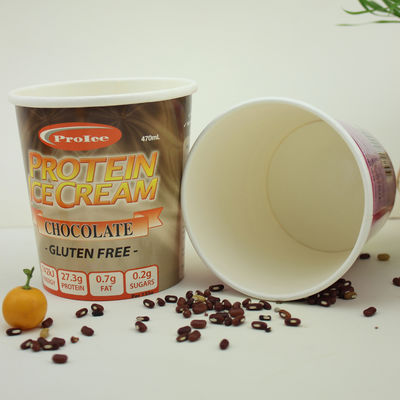 Taza de papel de helado ecológico con tapa 16 oz 475 ml contenedor de yogur congelado