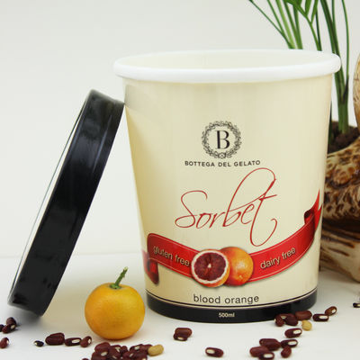Taza de papel de helado ecológico con tapa 16 oz 475 ml contenedor de yogur congelado