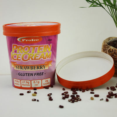 Taza de papel de helado ecológico con tapa 16 oz 475 ml contenedor de yogur congelado