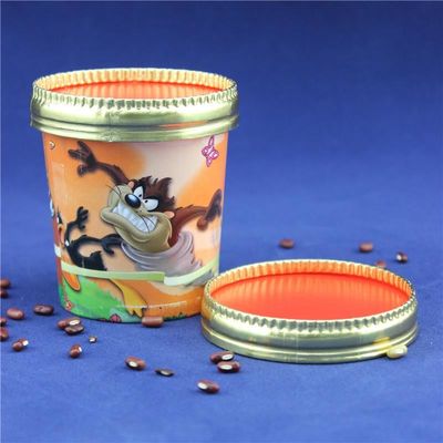 Taza de papel de helado recubierta en PE con tapa Cuchara de plástico Embalaje de doble pared