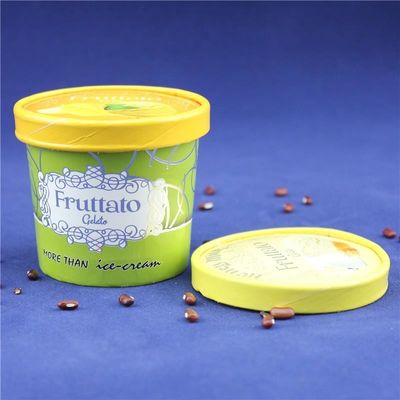 Taza de papel de helado recubierta en PE con tapa Cuchara de plástico Embalaje de doble pared
