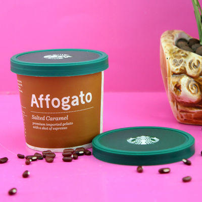 Taza de papel de helado recubierta en PE con tapa Cuchara de plástico Embalaje de doble pared