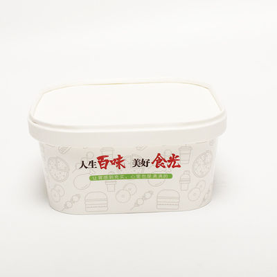 Cuenco de papel cuadrado de Kraft personalizado con tapas Contenedor de ensalada desechable de 1000 ml