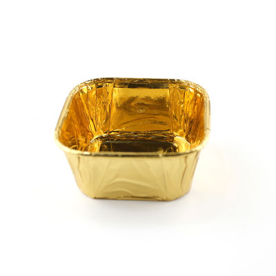 Envases de pasteles de papel metálico de aluminio dorado envasado de panadería caja desechable
