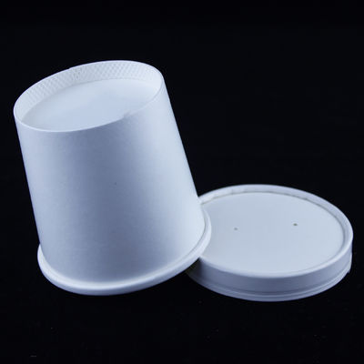 Contenedores de sopa compostable blanca con tapa Tazas de papel reciclable de 16 onzas