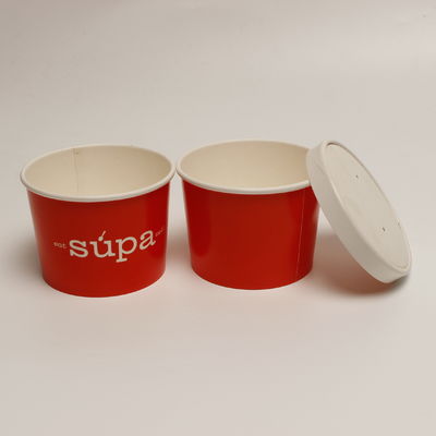 12 onzas de cuencos desechables de sopa caliente con tapas, papel rojo para llevar contenedor de sopa