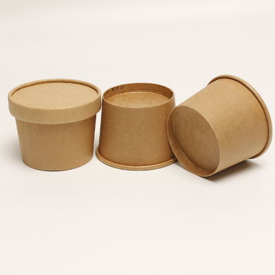 Taza de papel de sopa resistente al calor con tapa tazón desechable de Kraft