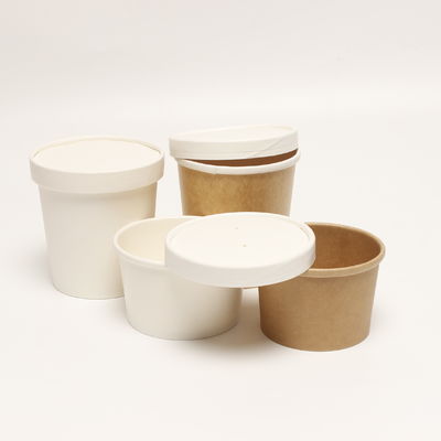 Taza de papel de sopa ecológica con tapa 12 oz contenedor reciclable para llevar