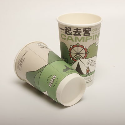 Taza de papel hueca para bebidas con tapa impreso a medida desechable 16 oz 520 ml