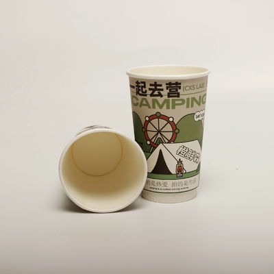 Taza de papel hueca para bebidas con tapa impreso a medida desechable 16 oz 520 ml