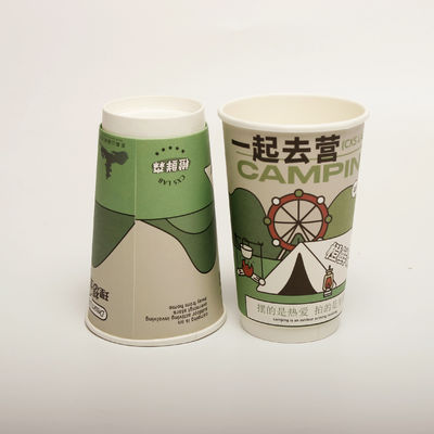 Taza de papel hueca para bebidas con tapa impreso a medida desechable 16 oz 520 ml