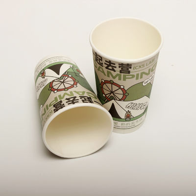 Taza de papel hueca para bebidas con tapa impreso a medida desechable 16 oz 520 ml