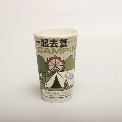 Taza de papel hueca para bebidas con tapa impreso a medida desechable 16 oz 520 ml