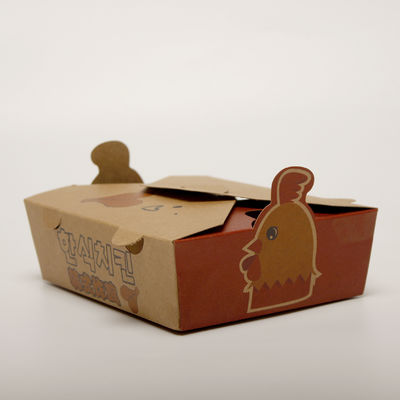 Contenedores de alimentos impresos personalizados reciclables, caja de alimentos de papel Kraft en relieve
