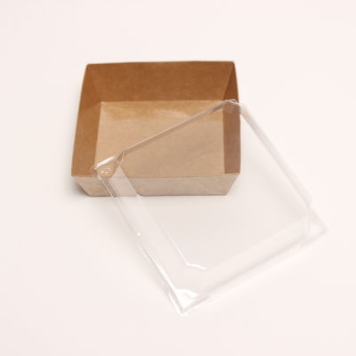 Caja de embalaje de panadería de alimentos con tapa Contenedor de pastel de papel kraft con cubierta de plástico