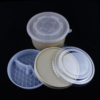 Cuencos de ensalada de papel biodegradables con tapas Contenedor marrón de calidad alimentaria