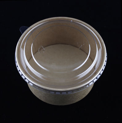 Cuencos de ensalada de papel biodegradables con tapas Contenedor marrón de calidad alimentaria
