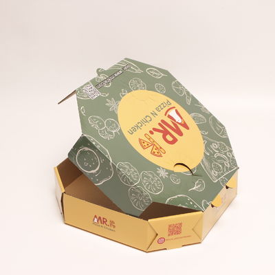 Cajas de pizzas de cartón ondulado de impresión aislante Contenedor de papel de panadería