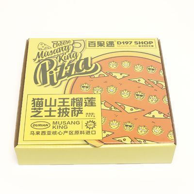 Caja de embalaje de alimentos desechables de cartón corrugado Contenedor de pizza cuadrada resistente