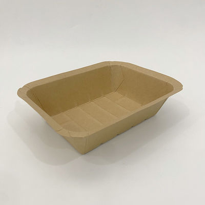 250gm bandejas de alimentos Kraft marrón, recubrimiento compostable de PE bandeja de papel de comida rápida