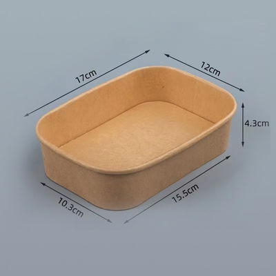 Cuenco de papel cuadrado Kraft con tapa plana Contenedor biodegradable de comida rápida