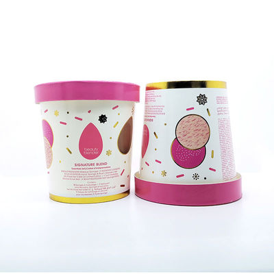 Impresión personalizada Estampado de oro de calidad segura de alimentos papel helado yogur taza de papel con tapa