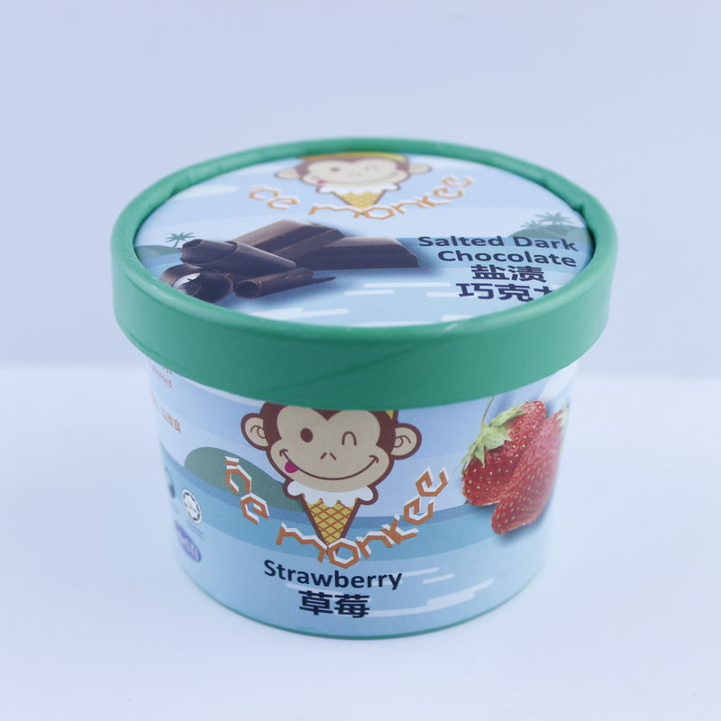 Un tazón de helado de papel de yogur con tapa, ecológico 5 oz 150 ml copa de helado