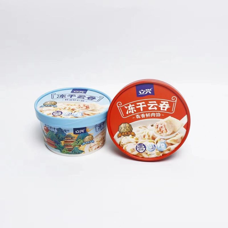 Cuenco de papel desechable liofilizado con cubierta de papel cubo de fideos instantáneos comida para llevar embalaje copa de bebida caliente