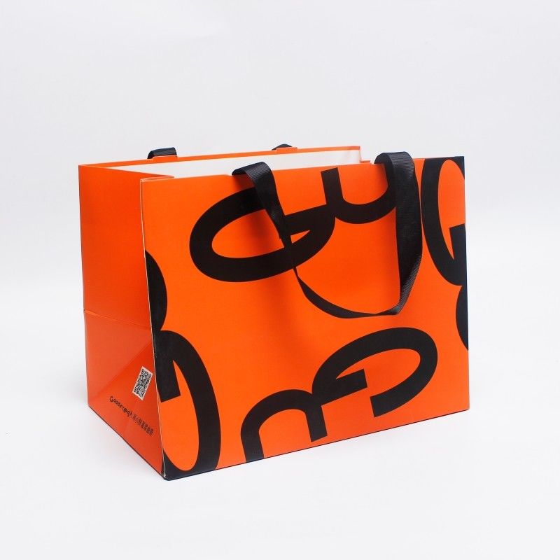 Bolsas de papel revestidas con papel aluminio para regalos Bolsas de papel de cartón de color azul púrpura con gradiente para el medio ambiente Bolsas de compras